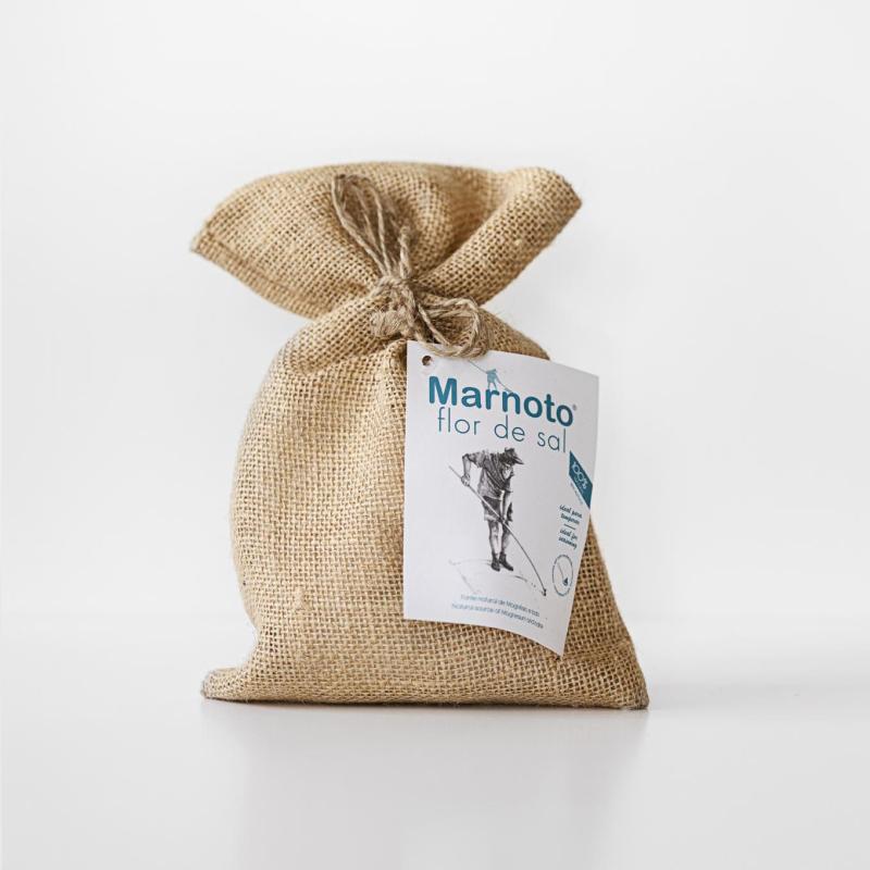 flor de sal em saco de juta